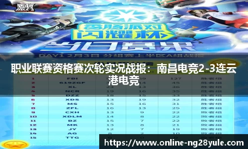 职业联赛资格赛次轮实况战报：南昌电竞2-3连云港电竞